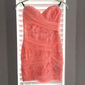 Bebe hot coral pink wrapped dress